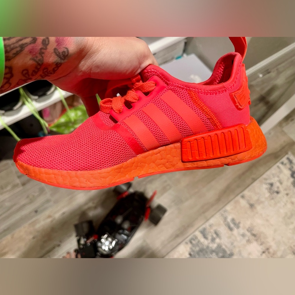 ADIDAS NMD BOOST Neon Orange kids/mens 5, women’s 6.5